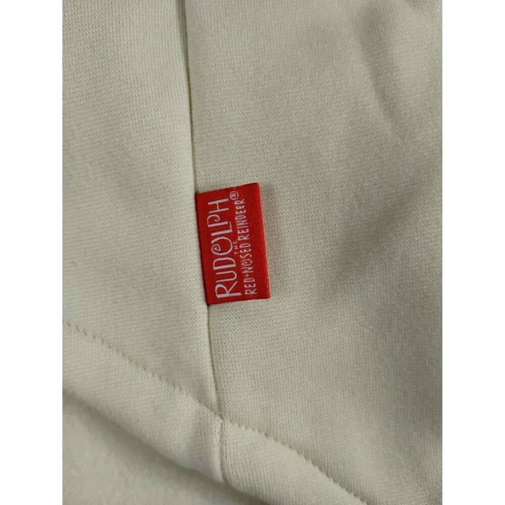 Rudolph The Red-Nosed Reindeer Dog Size M Beige Hoodie With Reindeer Antlers